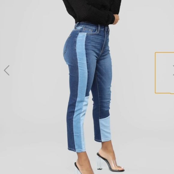 Patch blue Highwasited jeans - Picture 2 of 5